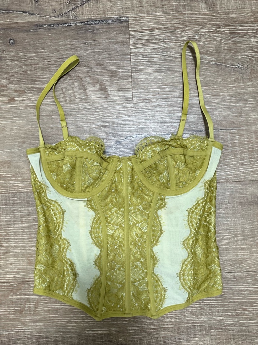 Urban Outfitters Out From UnderLace Corset Bustier in Chartreuse Green